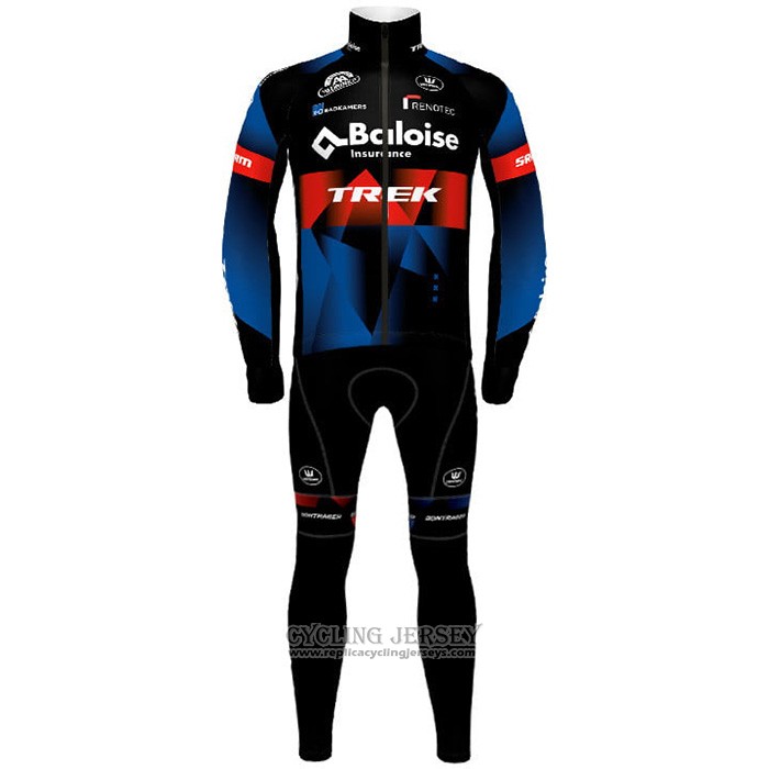 2021 Cycling Jersey Trek Black Red Blue Long Sleeve And Bib Tight